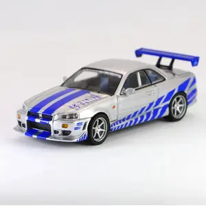 1/64 F&F2 GTR R34 C-West Model Sports Car Vintage Cars Diecast Vehicle Collection Toy for Adults