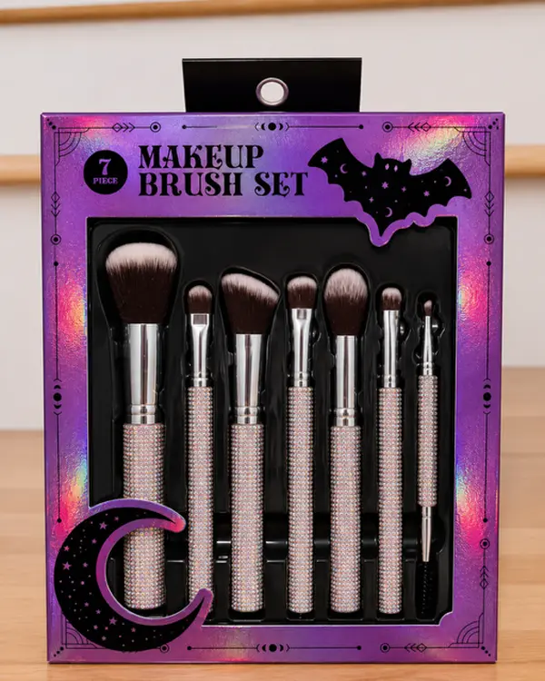 7pc Silver Makeup Brush Set