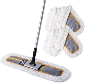 CLEANHOME 24" Commercial Dust Mop with 2 Microfiber Pads for Floor Cleaning