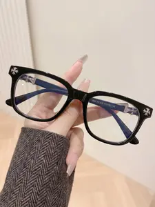 New Anti-Blue Light Glasses Frame for Men and Women, Classic Square Design with Metal Accessories, Fashionable Travel Eyeglasses
