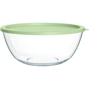 Extra Large Clear Glass Mixing Bowls for Kitchen Salad Cooking Bread Storage (4.7Qt)