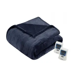 Beautyrest  Heated Microlight to Berber Blanket, Indigo - King