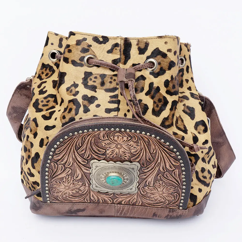 Genuine Western Leather Bucket Tote Bag