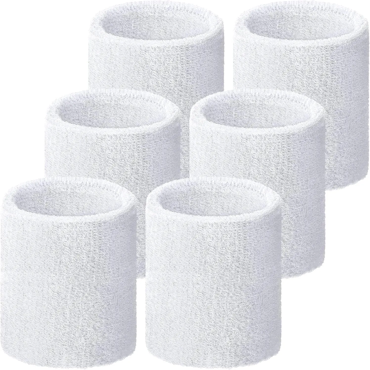 Wrist Sweatbands, Sports Sweatbands for Competition, Sweat Absorbent, for Basketball, Tennis, Football, Running and Work (Pack of 6)