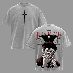 Jujutsu Kaisen Hiromi Higuruma "Justice" Graphic Oversized Vintage Washed Tee | Heavyweight Cotton Anime Streetwear