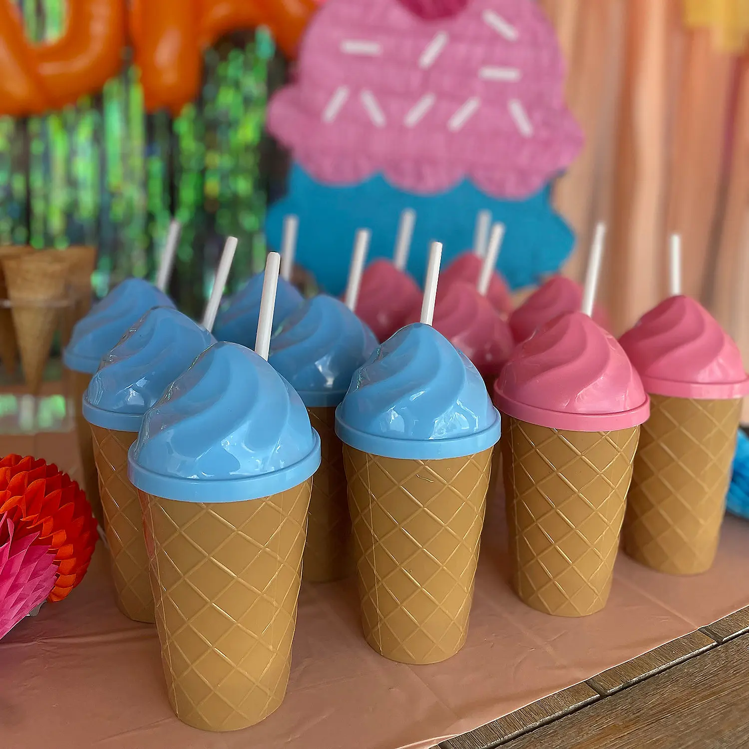 14 oz. Ice Cream-Shaped Reusable BPA-Free Plastic Cups with Lids & Straws - 12  Ct. - TikTok Shop