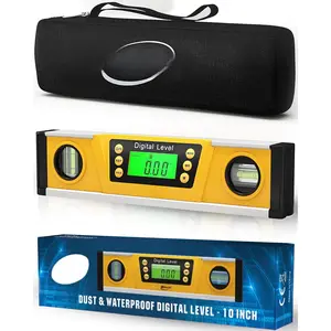 Digital Level - 10 Inch Torpedo Level And Protractor, Bright Lcd Display, Audio ,  Base - Includes  And Case