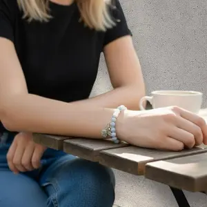 Opal Travel Angel Bracelet with Guardian Charm Protection Jewelry Handmade Natural Beaded Bracelet for Travelers