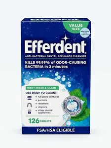 Retainer Cleaning Tablets, Denture Cleaning Tablets for Dental Appliances, Minty Fresh & Clean, 126 Count