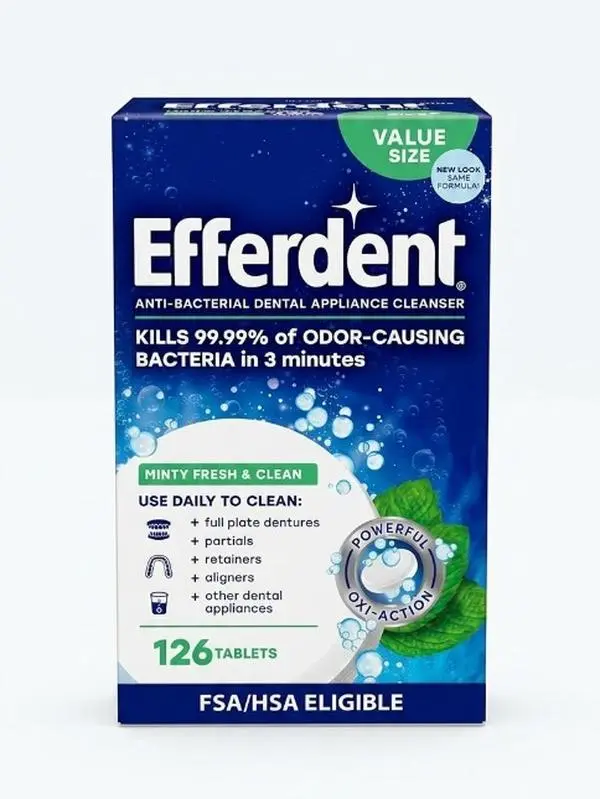 Retainer Cleaning Tablets, Denture Cleaning Tablets for Dental Appliances, Minty Fresh & Clean, 126 Count