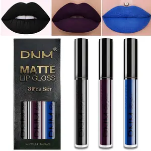 3 PCS Dark Purple Blue Black Matte Liquid Lipstick for Women,Velvet Silky Black Lip Gloss Stain Set,Non Stick Cup Long Lasting Smudge Proof Matte Lipgloss Set for Halloween Christmas Goth Makeup springtok