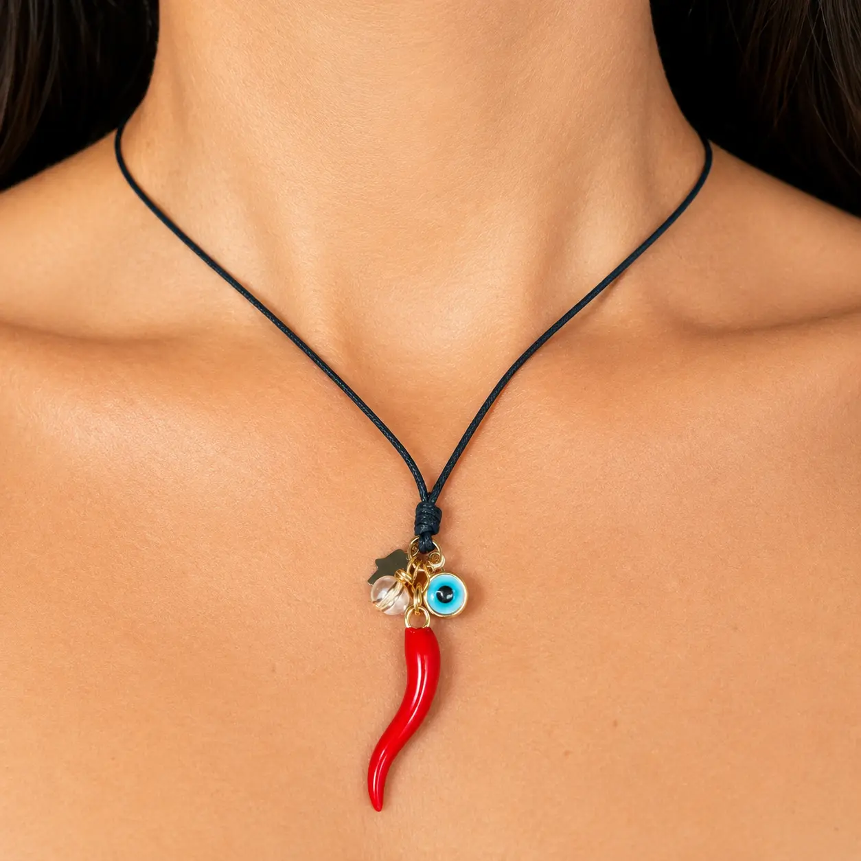 Italian Red Horn Necklace, Cornicello Good Luck Pendant, Gift for Women, Red Chili Amulet Protection, Hypoallergenic, Italian Jewerly 16 inc