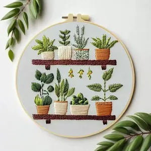 Beginner Embroidery Kit, Elegant CrossStitch Set, Two Styles Available, Plant Design, DlYCraft Supplies, includes Cloth, Thread, Needle