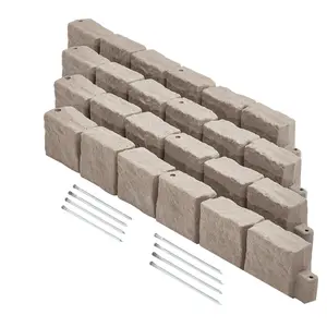 【DealsForYouDays】VEVOR Faux Stone Landscape Edging,  , 46.8 x 3.9 in Realistic Lawn Edging, Flexible Brick-Sized Garden Edging Border with Anchoring Spikes, Fade-Resistant Yard Edging for Driveways Walkway Brown