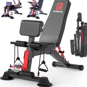 Adjustable Weight Bench - 14-in-1 Foldable Dumbbell Bench with 6 Positions, Pre-Assembled Steel Workout Bench for Home Gym