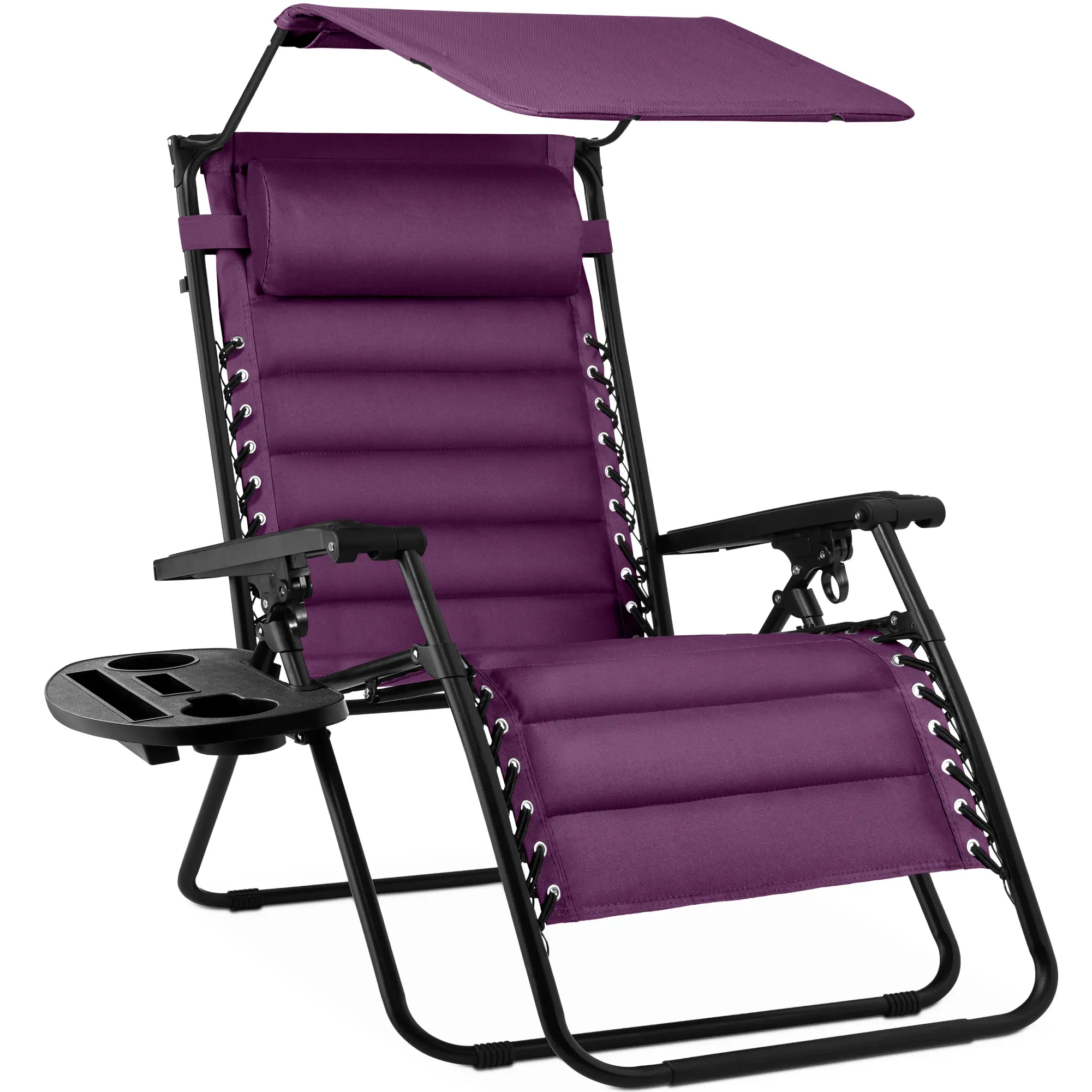 Best Choice Products Oversized Padded Zero Gravity Chair w/ Canopy Headrest Cup Holder Side Tray​