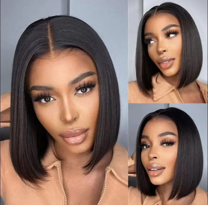 Premium 13x4 Full Frontal Human Hair Wig - Chic 10-Inch Blunt Cut, Short and Glueless Bob for Effortless Elegance
