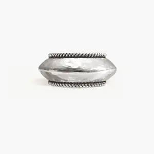 en route Cordelia Ring in Silver, Chunky Sculptural Dome with Hammered Texture & Twisted Rope Detail, Bold Yet Tactile Statement Piece to Anchor Your Stack & Elevate Everyday Looks