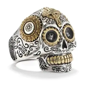 Calavera Sugar Skull Ring - Handcrafted 925 Sterling Silver Jewelry
