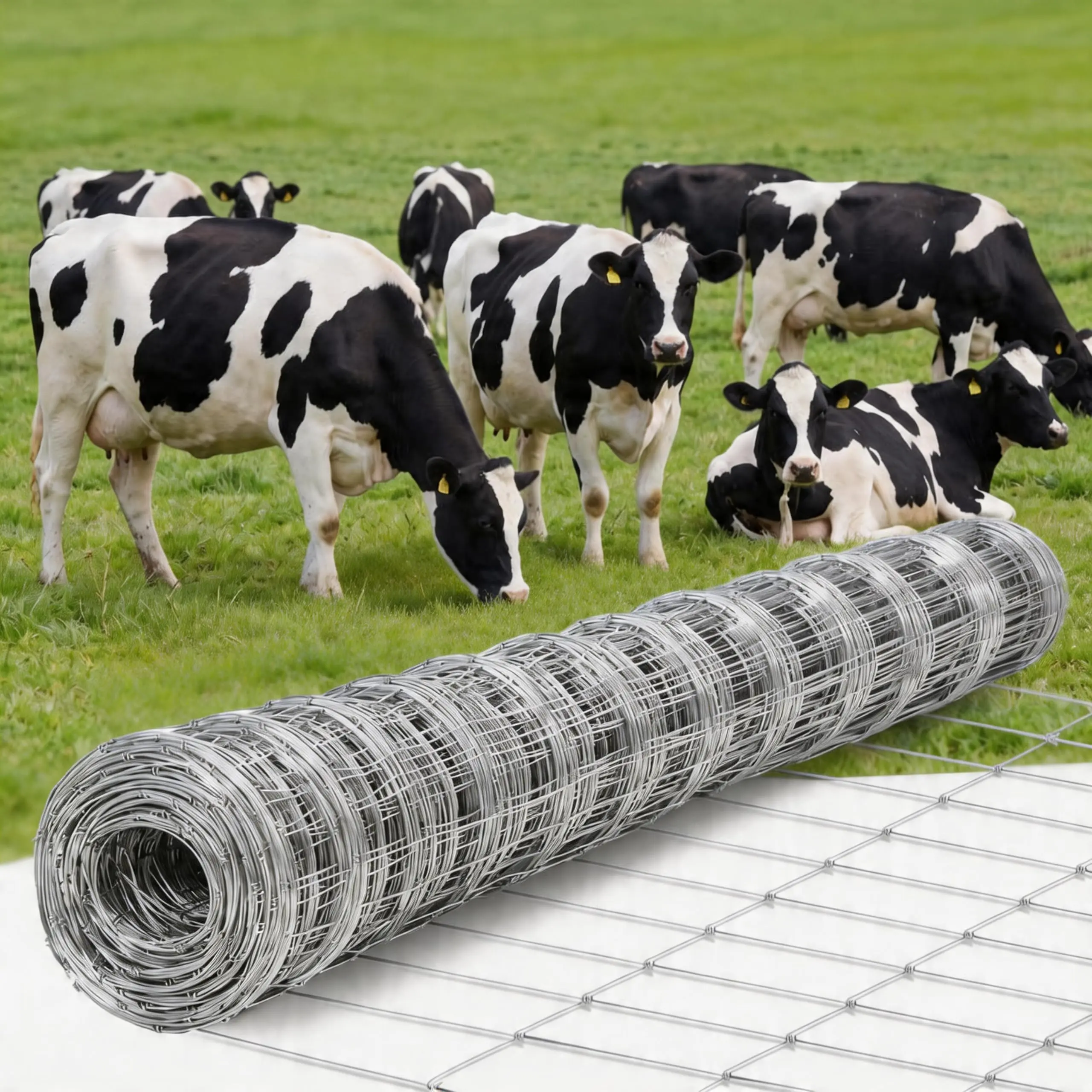 5Ft x 328Ft 12 Gauge Heavy Galvanized Steel Cattle Farm Fence, Livestock Control Fencing for Farmers, Agriculture Pasture Use