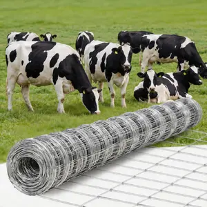 12 Gauge Heavy Duty Galvanized Woven Wire Cattle Fence， Hinge Knot Anti Rust Weatherproof Livestock Barrier for Farm Ranch Pasture Animal Enclosure