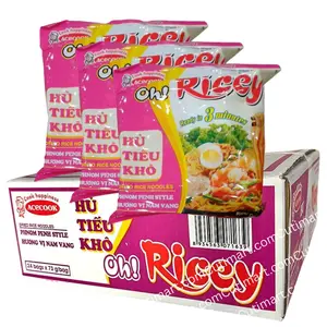 Acecook Oh! Ricey Dried Phnom Penh Style Instant Rice Noodle ( Hủ Tiểu Nam Vang Khô Ricey) - 70g ( Pack of 24 )