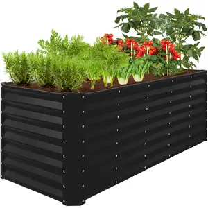 Best Choice Products 8x2x2ft Raised Metal Outdoor Garden Bed, Planter Box for Flowers, Vegetables, Herbs
