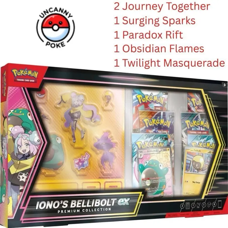 Iono’s Bellibolt ex Premium Collection - 6 packs - Journey Together - promos, acrylic stand and figures
