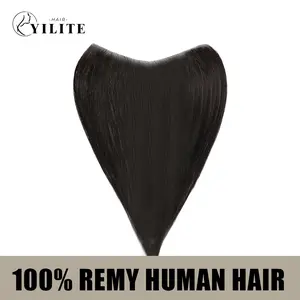 YILITEHAIR #1B Natural Black Invisible Hair Patch High Quality Virgin Human Hair Long Straight