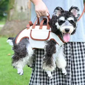 3-in-1 Dog Backpack Harness Leash - Outdoor Portable Breathable Mesh, Hands-Free Crossbody/Pull-Along Strap for Pet Travel