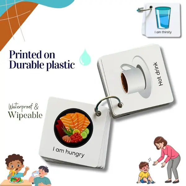 Communication Cards for Nonverbal Kids Adults Autism Speech Delay Visual Aid 30 Double-Sided Picture Cards
