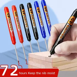 5 Pack Large Capacity 45mm Oil-Based Woodworking Marking Pens, Long Tip Marker Pen for Deep Holes, Ideal for Ceramic, Wood, Plastic, Metal