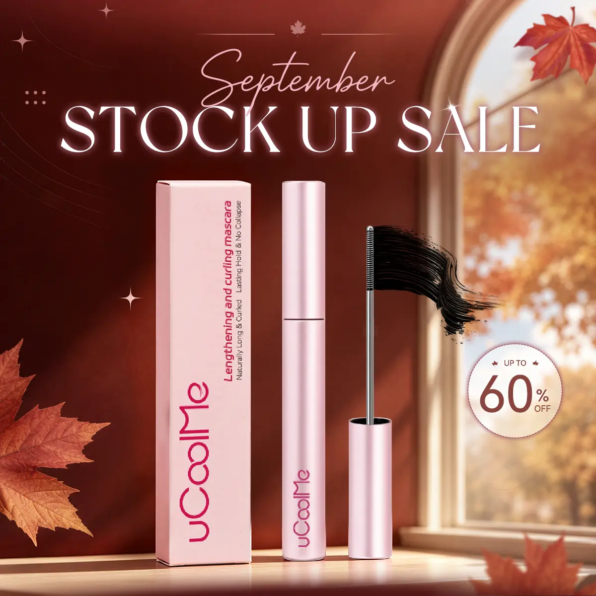 uCoolMe Lengthening Mascara - 3D Curl Boost, 24h Lash Volume, Black Waterproof Sweatproof, Ultra-Fine Enhancing Cosmetic for Summer Glowup & Dramatic Lashes