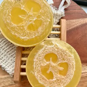 Loofah Bar Soap - Exfoliating & Hydrating Body Care Cleansing - Gentle Vegan Cleanser for Daily Skin Repair - High Glycerin Formula - 4 oz