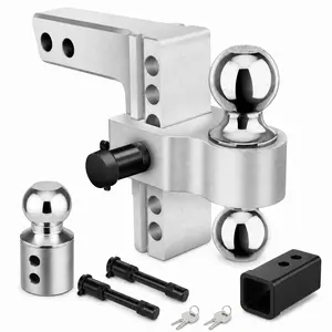 【DealsForYouDays】Heavy Duty Trailer Hitch 12500 LBS GTW, 6" Drop/Rise Adjustable Ball Mount Fit 2" & 2.5" Receiver, 3 Balls 1-7/8" 2" 2-5/16", Aluminum Tow Hitch with 2 Anti-Theft Lock Pins, Boating Accessories for jeep car truck, Summervibes Boat Fenders