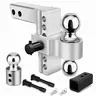 Heavy Duty Aluminum Alloy Trailer Hitch - 12500 LBS GTW, 6" Drop/Rise Adjustable Ball Mount, Fits 2"/2.5" Receivers, 3 Tow Balls, 2 Anti-Theft Lock Pins, Quiet & Secure Towing Gear, Boating Accessories for Jeep/Truck