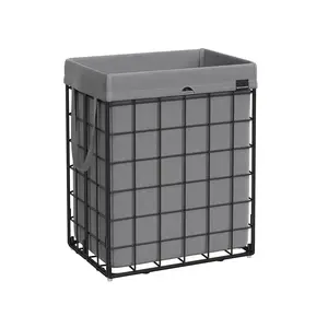 SONGMICS Laundry Hamper, 29 Gal. (110L) Laundry Basket, Collapsible Clothes Hamper, Removable and Washable Liner, Metal Wire Frame, for Bedroom Bathroom