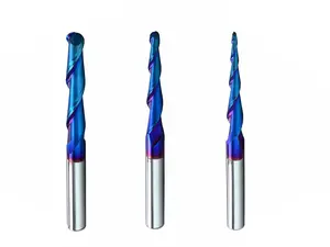 3 count BRBT336 Milling Cutters Ball Nose Up Cut CNC Router Bits Set 2D and  Carving Tapered Angle 0.1Deg 2.4Deg 3.6Deg 1/4 inch Shank with 3 inch Over Length