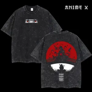 [Winter Outfits]Retro Vintage Limited Uchiha Itachi the Betrayer - Naruto Anime Double Printed Washed Tee Unisex Oversize Anime Manga Lightweight Cotton T-Shirt Anime Fan