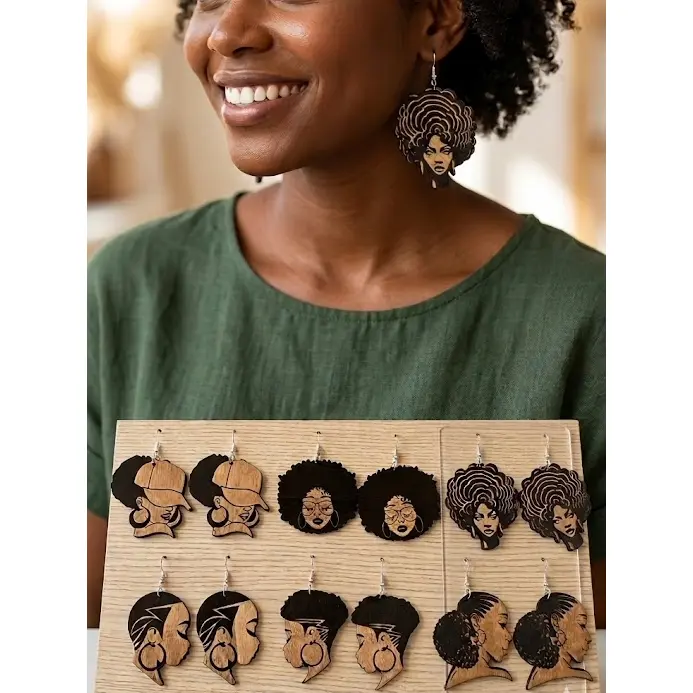 Afrocentric Essence Wooden Statement Earrings – 6-Pair Mega Collection
