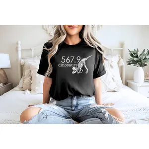 567.9 Dinosaur Short Sleeve Unisex T-Shirt | Funny Dewey Decimal Tee for Librarians & Book Lovers