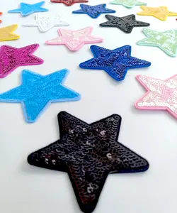 20pcs Sequin Star Iron on Patches Clothing Embroidered Colorful Shiny Star Sew on Patches Glitter Star Applique Repair Patch ﻿DIY Crafts for Clothing Jacket Jeans Pants Dress Backpack Hat Decorations big  patches Rhinestone Embroidery Game Day Flag Patch