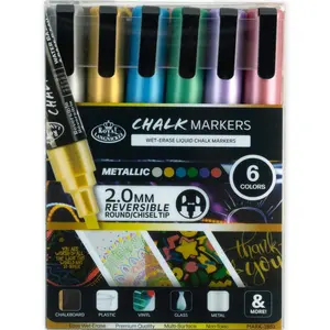 Royal & Langnickel Metallic Chalk Marker Set, 6 Piece, 2.0 mm Tips
