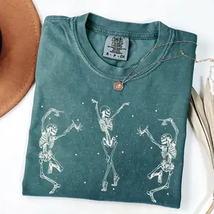 Comfort Colors Ballerina Skeleton Dance Tee, Vintage Halloween TShirt, Ballet Skeleton Graphic Tee, Spooky Season Gift, Retro Skeleton Top