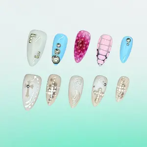 Bling by Allie  EDGY CROSS- 100% Handmade Press-On Nails | Resusable, Salon Quality, Long Lasting