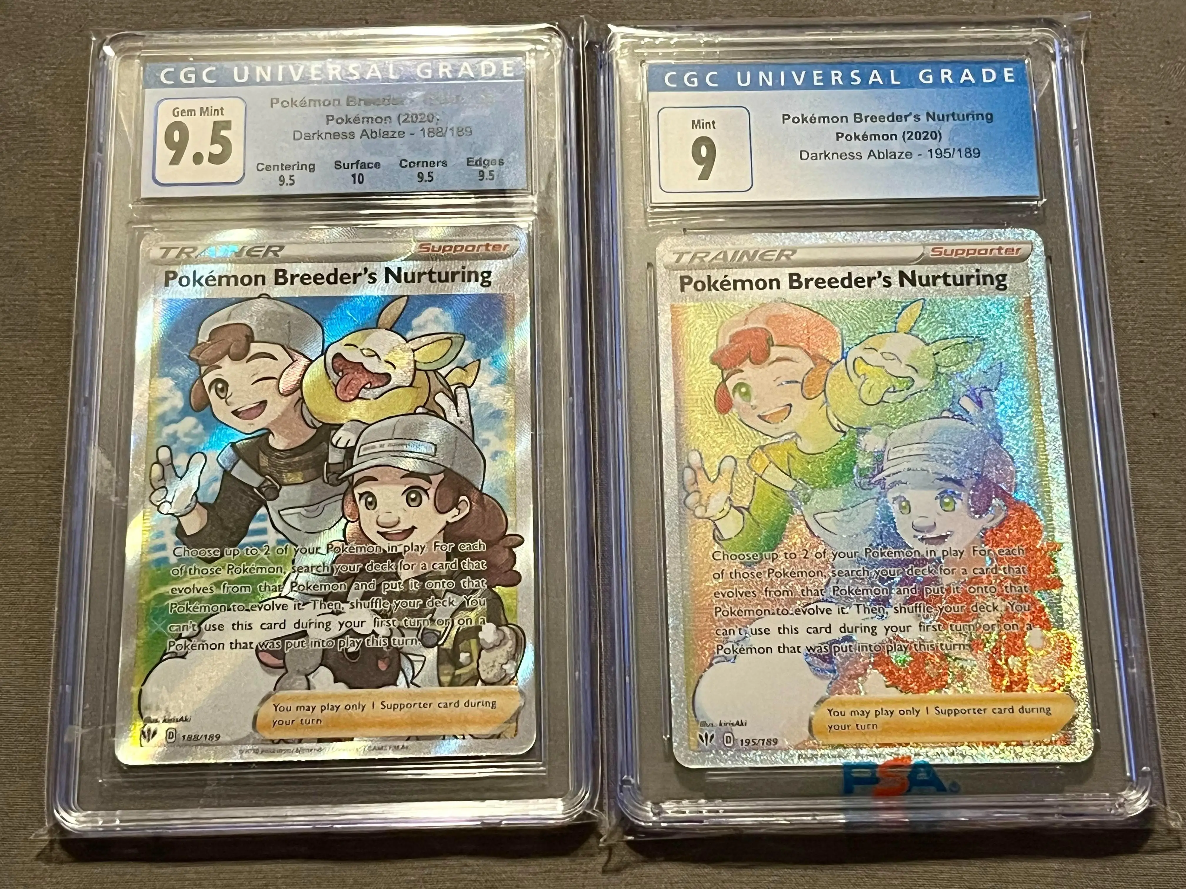 CGC Darkness Ablaze Pokémon Breeder's Nurturing Slab Duo