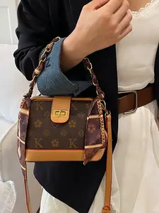 New Vintage Printed Chain Handbag 2026, Fashion Casual High-Quality Crossbody Shoulder Bag, Adjustable Strap, All Seasons