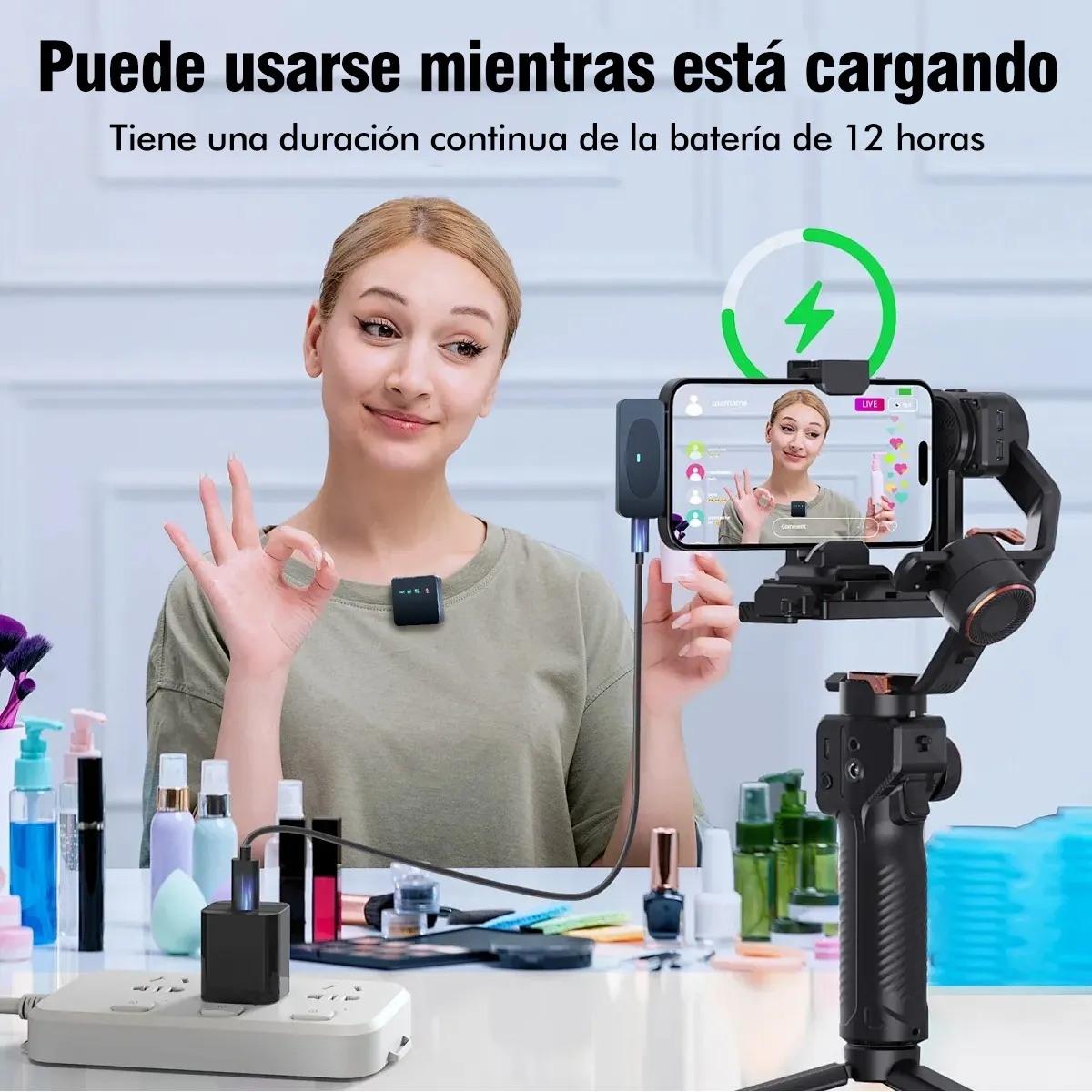 Wireless Lapel Microphone with Lightning Receiver, USB Rechargeable Clip-on Mic for Vlog/YouTube/TikTok, Noise Reduction Support