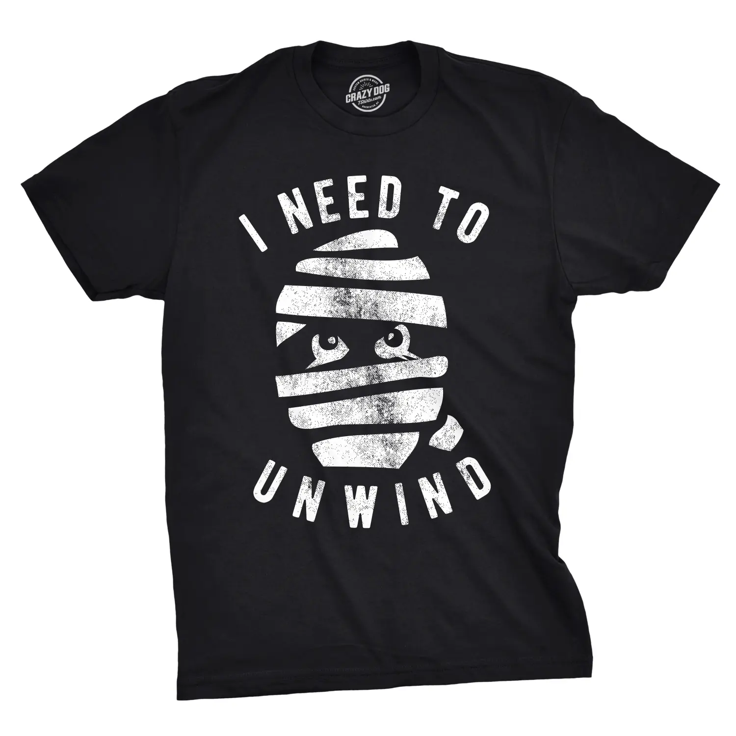 Mens I Need to Unwind T Shirt Funny Mummy Halloween Tee for Guys Mens Funny T Shirts Cool Vintage Fashion T-Shirt Gift Classic Menswear Halloween Apparel for Men Novelty Tees for Guys Black
