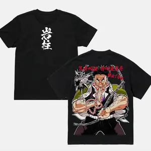 Himejima Gyomei - Demon Slayer Crew Neck Short Sleeve Anime Graphic Double-Printed Cotton T-Shirt Unisex Breathable Streatwear Casual Pure Color Tee